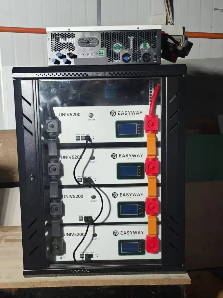 Rack-mounted lithium battery cabinet with Easyway UNIV5200 battery modules